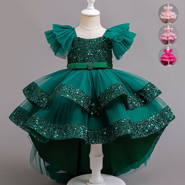 Girls' Wedding Sleeveless Dress Kids Party Special Sequin FashionChic