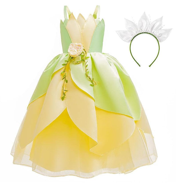 Girl Theme Fairytale Tiana Tinker Dress Bell Princess Flower FashionChic