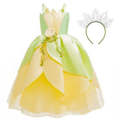 Girl Theme Fairytale Tiana Tinker Dress Bell Princess Flower FashionChic