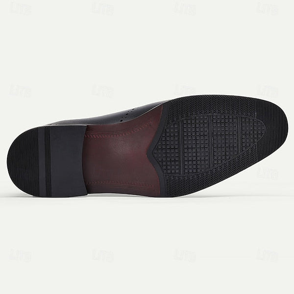 Classic Dress Genuine Blue Oxford Men's Navy Cowhide Shoes FashionChic