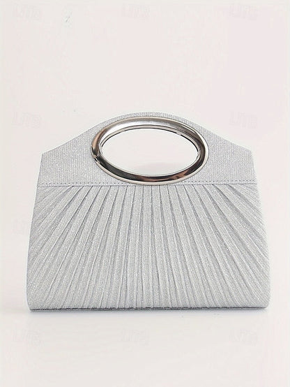 Gold Glitter Women's Clutch Bag with Handle Evening FashionChic