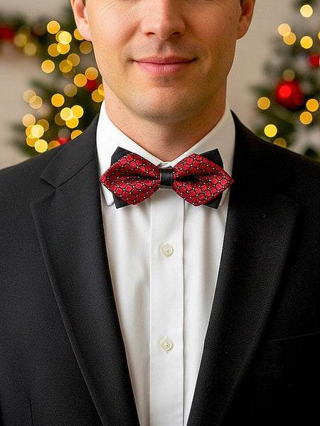 Geometric Bow with Christmas Pattern Tie Men's FashionChic