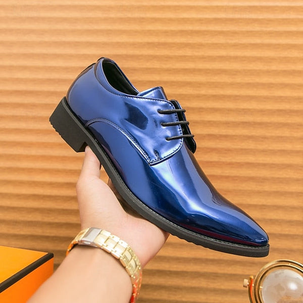 for Formal Green Glossy Men Lace-Up Shoes Patent Leather – FashionChic