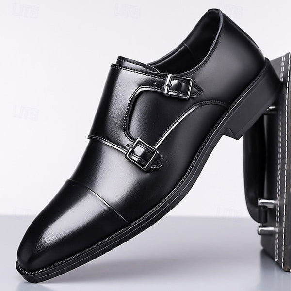 Strap Double – Men's Leather Elegant Shoes Monk Dress FashionChic