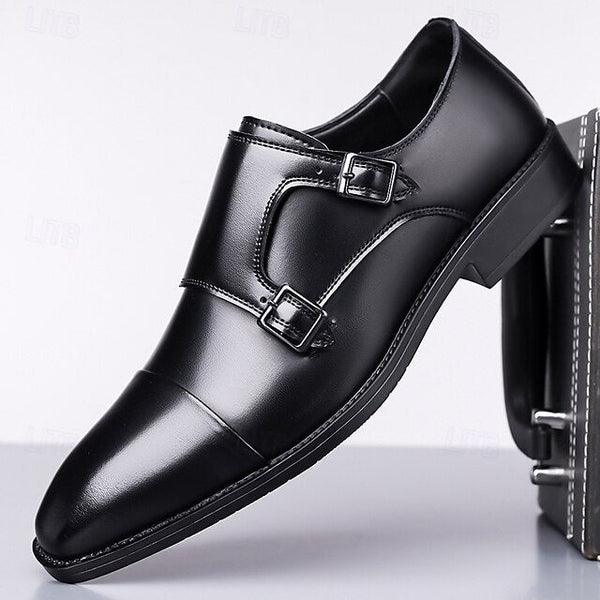 – Shoes Strap Elegant Dress Monk Men's Leather Double FashionChic