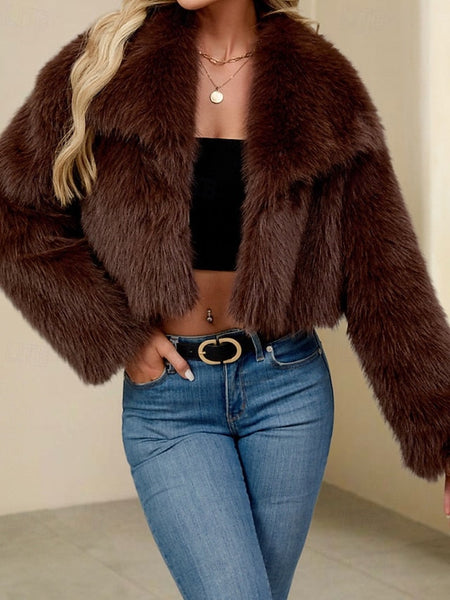 Women's Fur Leathers Furs Coat Warm Faux Comfortable FashionChic