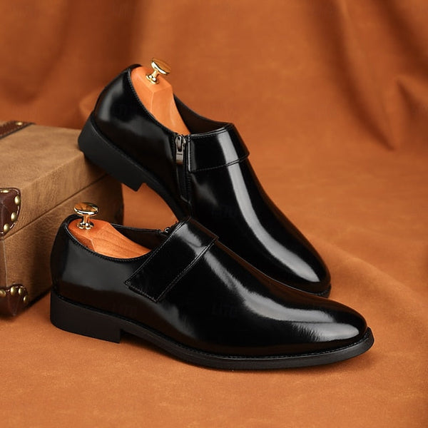 Dress Loafers Leather Brown Shoes Men's Business Slip-On FashionChic