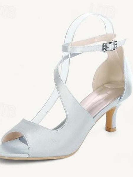 Bridal Shoes Kitten Heel Open Women's Buckle Wedding FashionChic