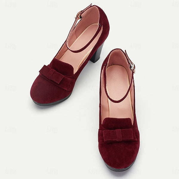 with Mary Bow Women's Heels - Jane Suede Detail Green FashionChic