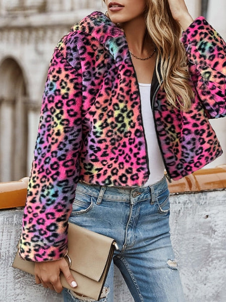 Comfortable Faux Women's Fur Jacket Coat Hoodie Warm FashionChic