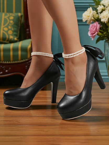 - Platform Women's 1950s Faux Heels Pink Victorian-Style FashionChic