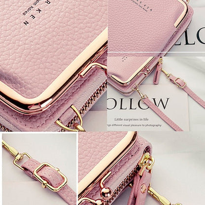 Bag Gold Women's Faux with Frame Leather Black Crossbody FashionChic