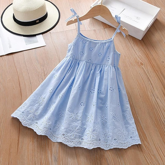 Princess Sleeveless Kids Dresses Color Solid Cotton Summer FashionChic