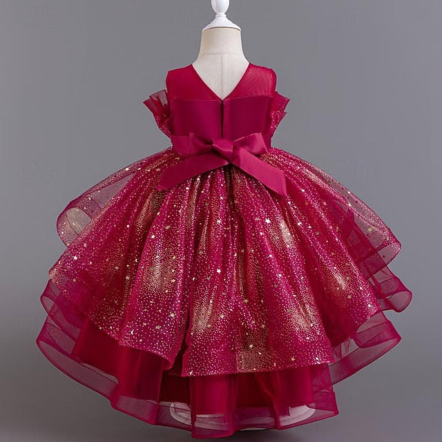 Sleeveless Dress Girls' Party Kids Girl Sequin Flower FashionChic