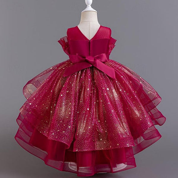 Sleeveless Dress Girls' Party Kids Girl Sequin Flower FashionChic