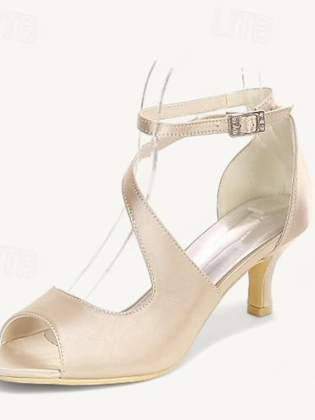 Kitten Wedding Shoes Women's Heel Bridal Buckle Open FashionChic