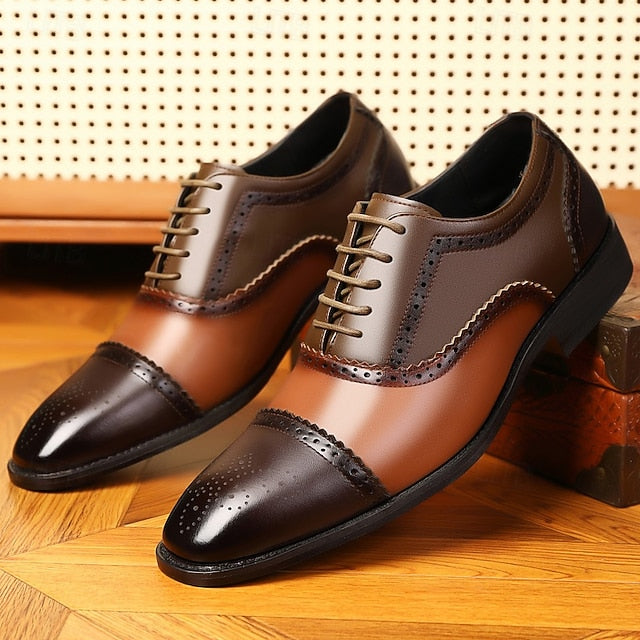 Brogue Black Shoes Brown Men's Faux and – Two-Tone FashionChic