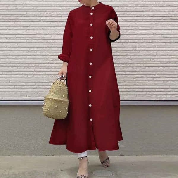 Women's Long Dress Maxi Dress Casual Dress Cotton Linen FashionChic