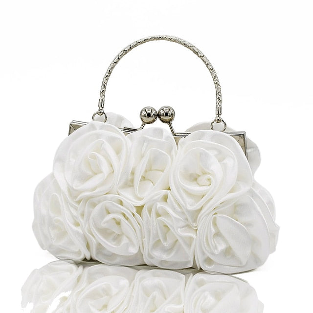 Vintage Clutch Elegant – Evening Red Rose Floral Design Bag FashionChic