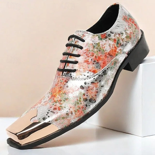 Patent – Leather Men's Floral Oxford Shoes Printed FashionChic