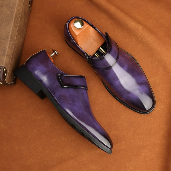 Dress Loafers Leather Brown Shoes Men's Business Slip-On FashionChic