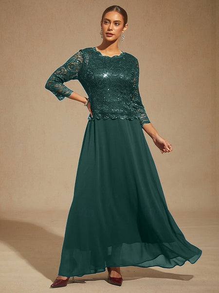 Women's Maxi Dress Chiffon Dress Lace Sequins Embroidered FashionChic