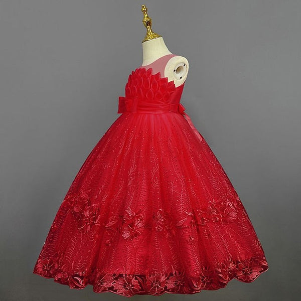 Colored Flower Solid Kids Dress Girl Girls' FashionChic