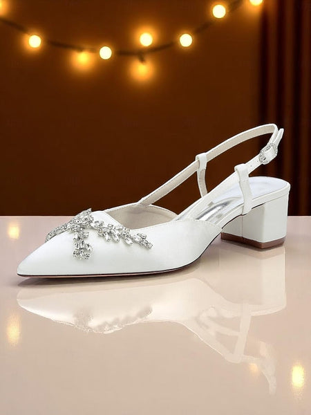 Women's Satin Heels Black Slingback FashionChic