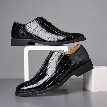 Shoes Pattern Men's Burgundy – Dress Crocodile Slip-On FashionChic