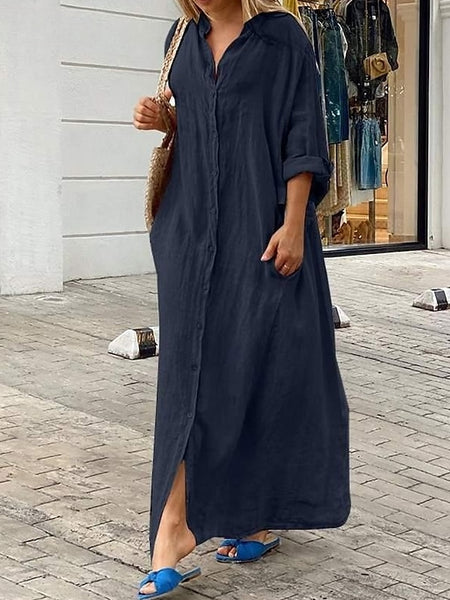 Women's Blue Black White Fall Autumn Maxi long Dress Maxi