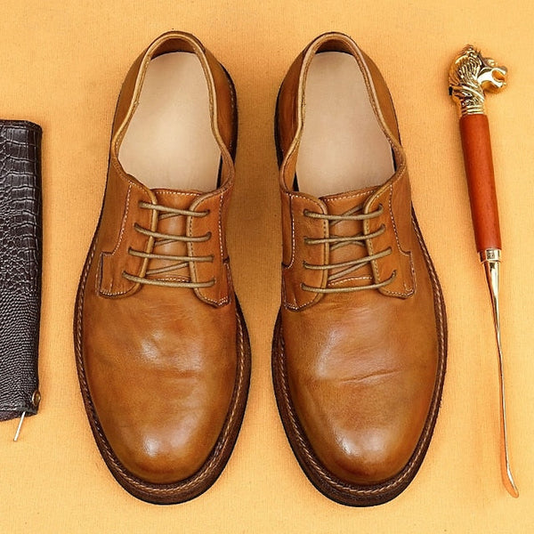 Shoes Welt Derby with Goodyear Leather Tan and Men's Clean FashionChic