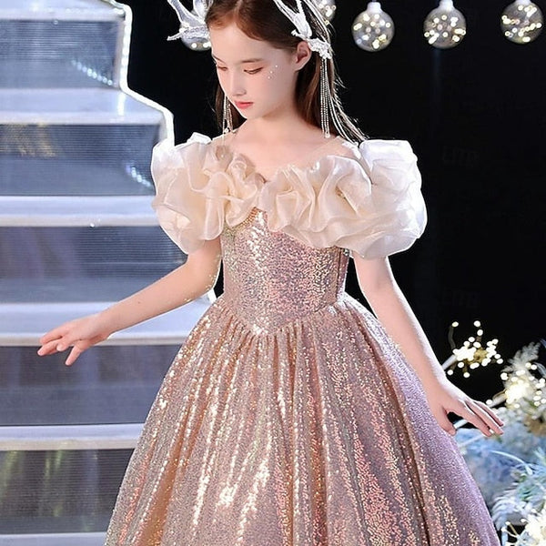 Party Performance Color Solid Girls' Kids Dress Sleeveless FashionChic