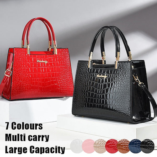 Black Crocodile Pattern Women's Elegant Handbag Leather | FashionChic