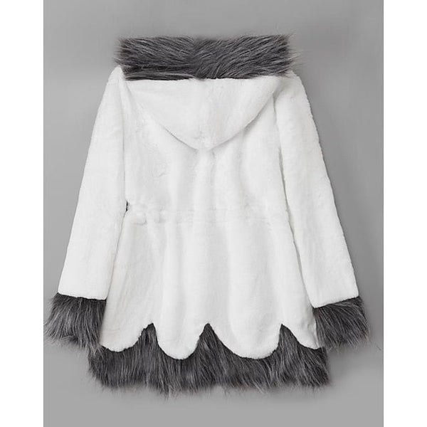 Fur Women's Faux Black Sherpa Long Jacket White Coat FashionChic