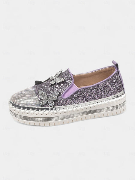 Sneakers Purple Women's Platform with Glitter Slip-On FashionChic