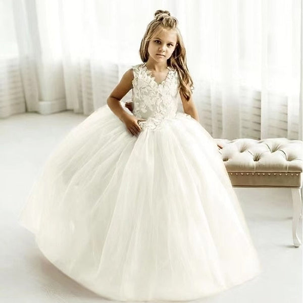 Girl Flower Dress Color Kids Girls' Solid Party FashionChic