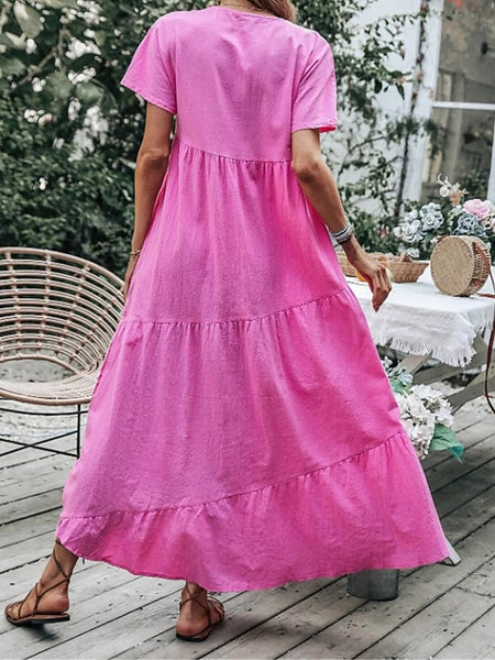 Women's Blue Sky Blue Green Summer Spring Maxi Dress Cotton