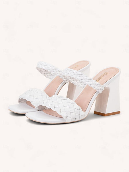 Party Sandals Braided Women's Wedding Heeled Vacation Mules FashionChic
