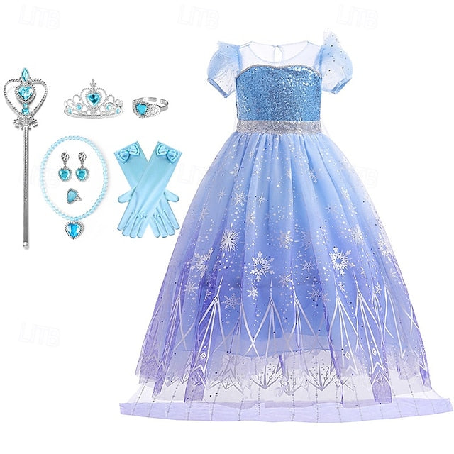 Theme Princess Party Elsa Girl Fairytale Flower Frozen Dress FashionChic