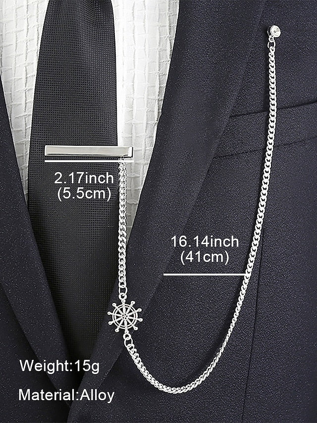 – Ship Silver Nautical with Tie Chain Design Wheel Men's FashionChic