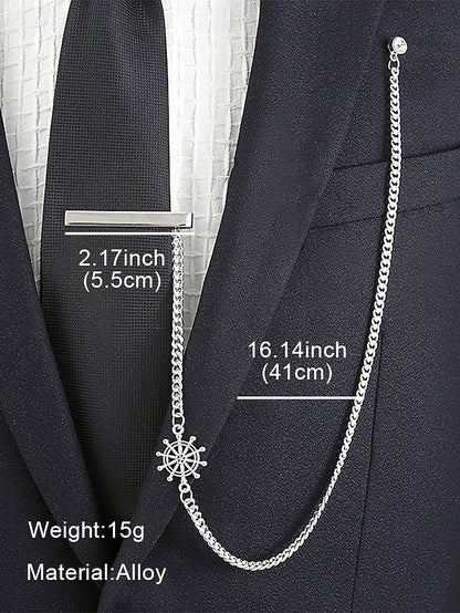 – Ship Silver Nautical with Tie Chain Design Wheel Men's FashionChic