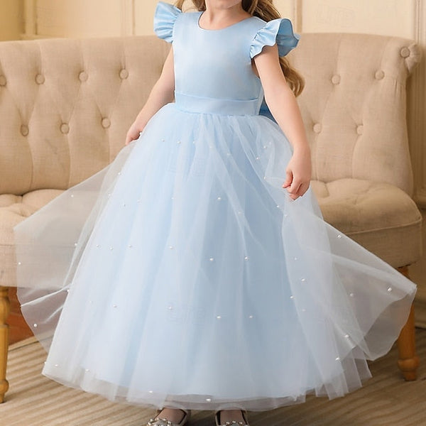 Girl Solid Kids Flower Dress Color Girls' Party FashionChic