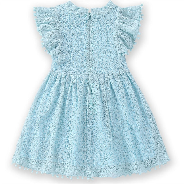 Girls' Party Solid Dress Color Short Sleeve Kids FashionChic