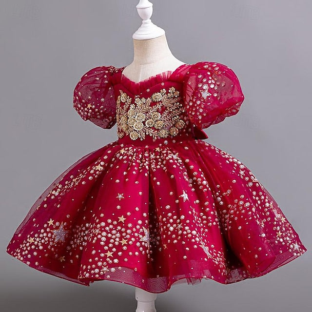 Dress Party Girls' Floral Flower Kids Girl Sequin FashionChic
