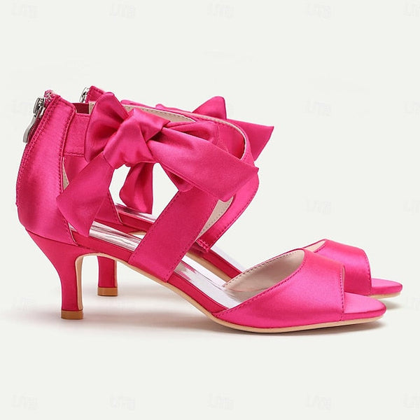 Bowknot Shoes Kitten Bridal Open Wedding Heel Women's FashionChic