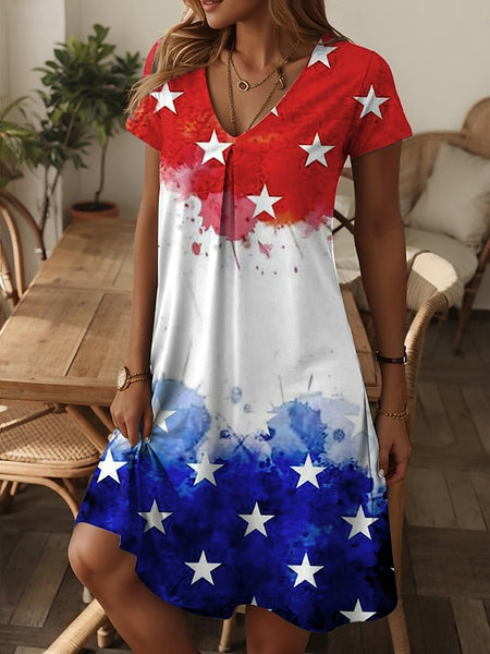 Women's Patriot Veteran Patriotic  Dress Mini Dress T Shirt