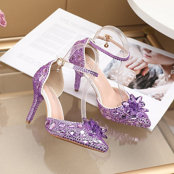 Women's High Heel – Purple Rhinestone Sandals Elegant FashionChic