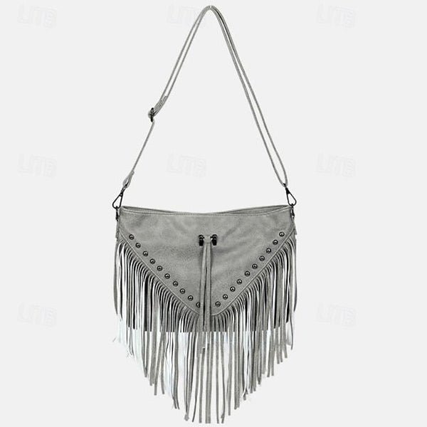 Style Leather with Women's Fringe Crossbody Bohemian Bag FashionChic