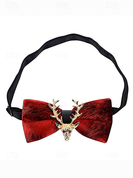 Bow Gold Men's Velvet Pin with Tie Head Deer FashionChic
