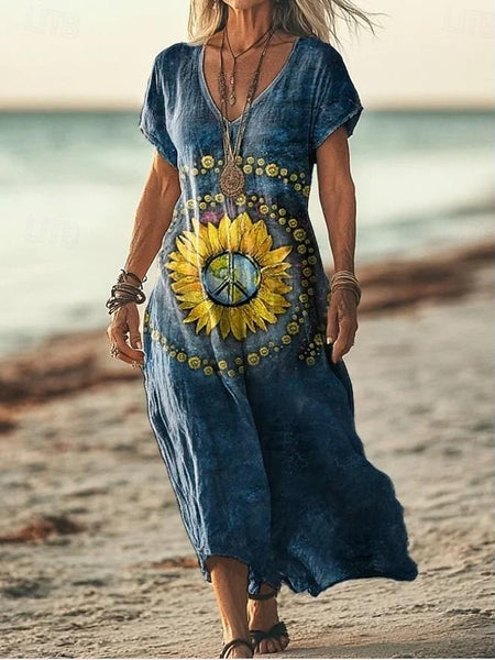 Women's Maxi Dress Paisley Dress Casual Dress Long Sleeve